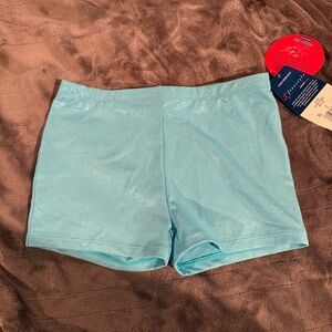 NWT Sparkly/Glittery blue gymnastics shorts